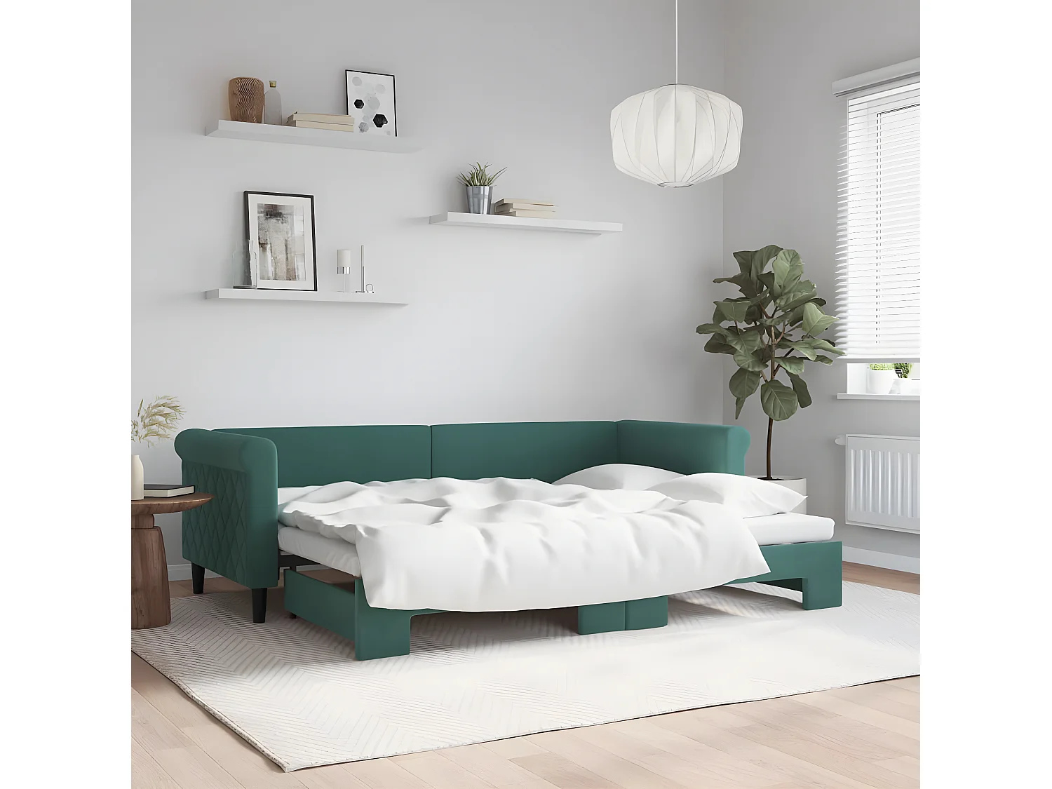 Lit gigogne vert foncé 80x200 cm velours WVGQ6382
