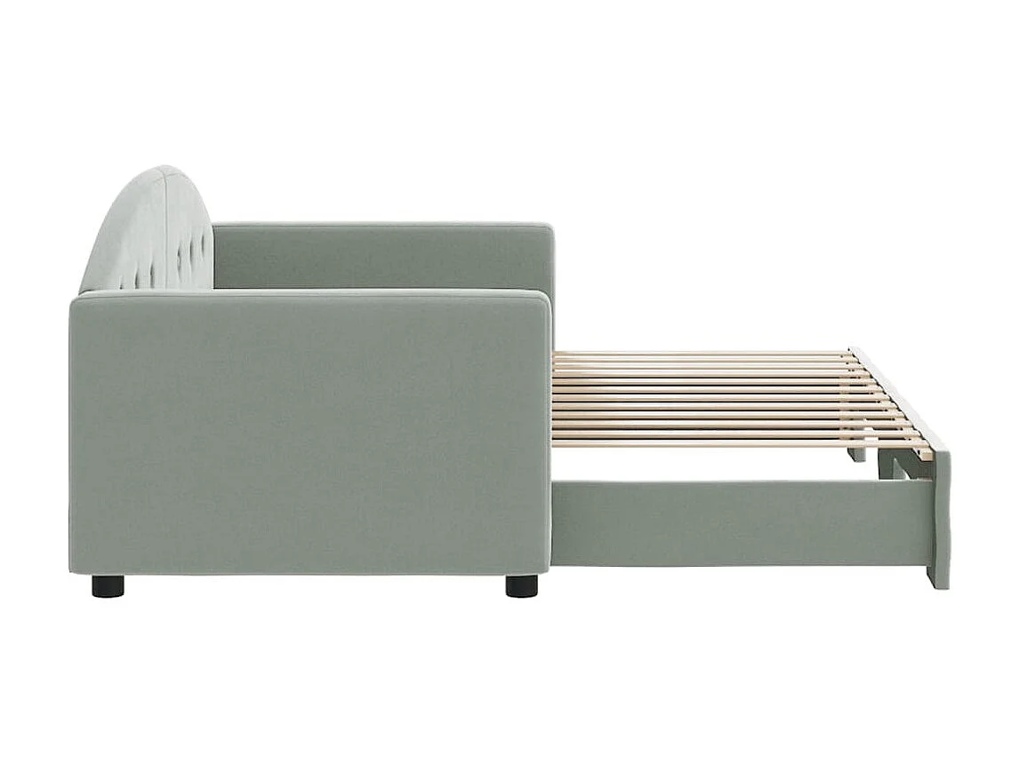 Lit gigogne gris clair 80x200 cm velours WVGQ5185