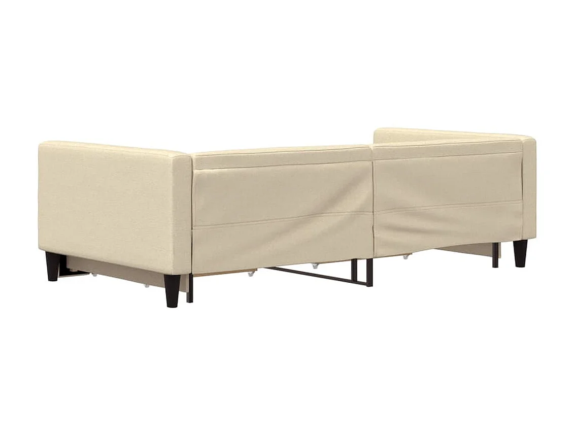 Lit gigogne et tiroirs crème 100x200 cm tissu WVGQ9835