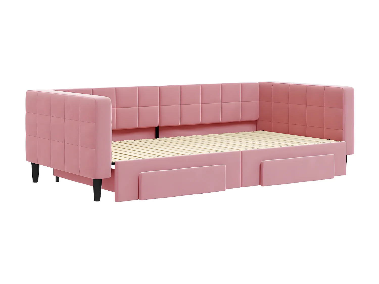 Sofá-cama com gavetão e gavetas 100x200 cm veludo rosa PT403495
