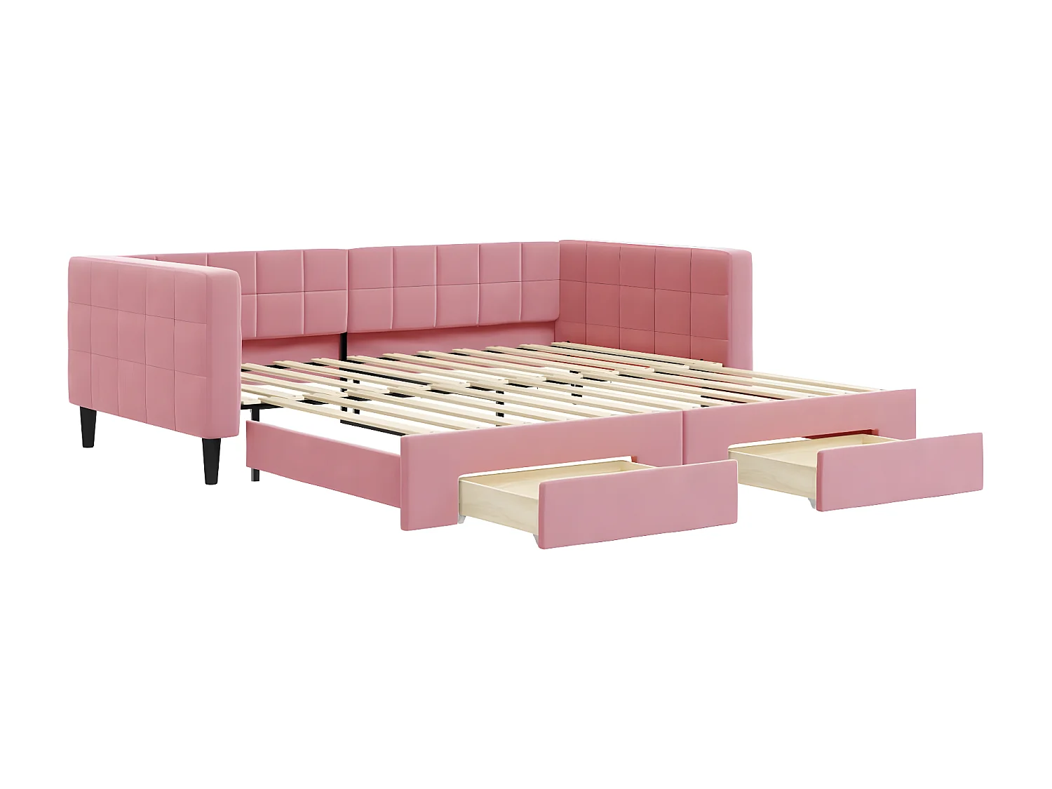 Sofá-cama com gavetão e gavetas 100x200 cm veludo rosa PT403495