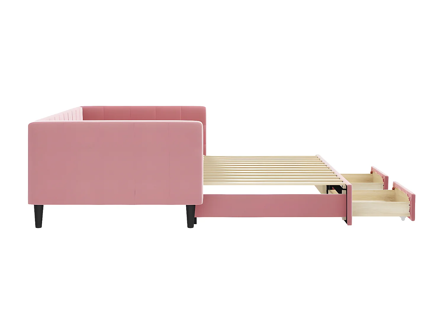 Sofá-cama com gavetão e gavetas 100x200 cm veludo rosa PT403495