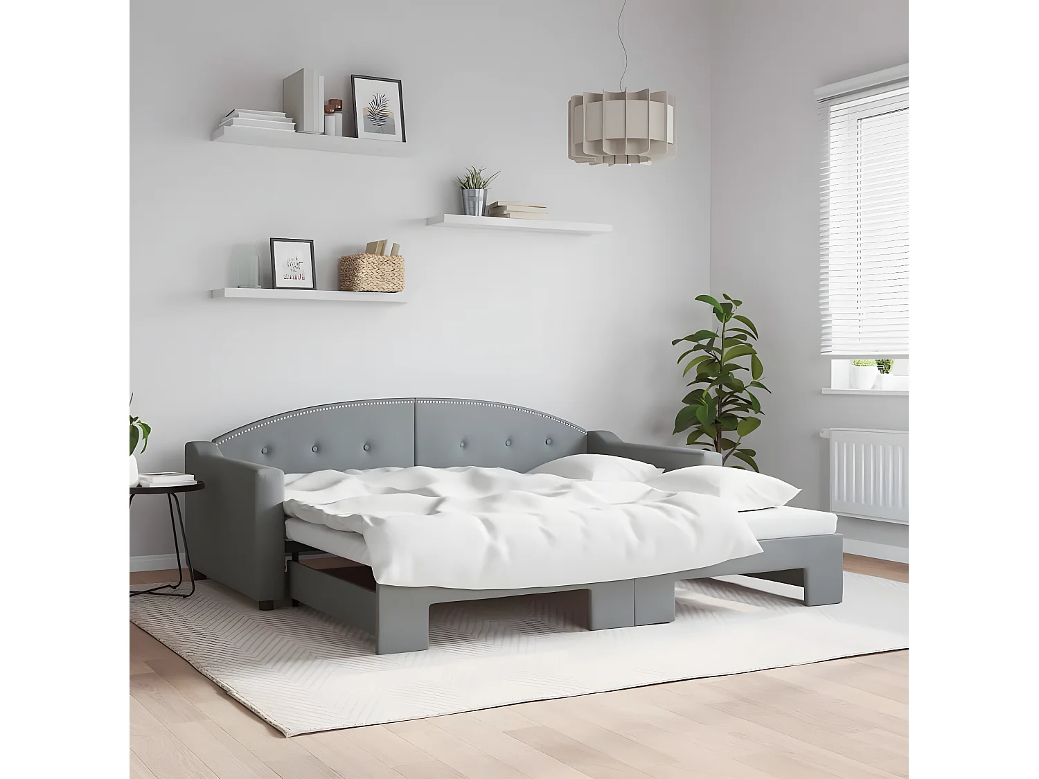 Cama nido - 90x190 cm tela gris claro ES46491