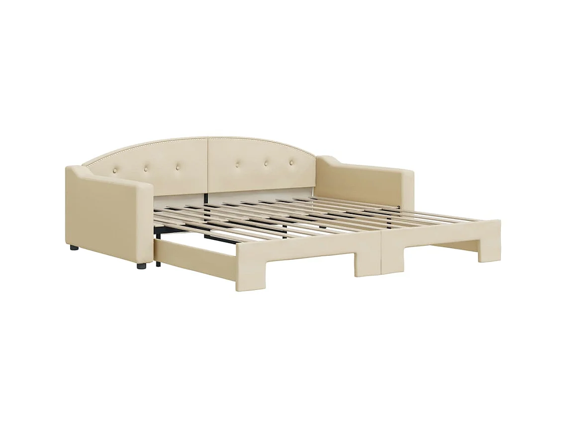 Tagesbett Ausziehbar,Ausziehbett Creme 100x200 cm Stoff -gkd43363