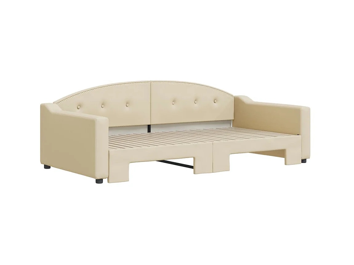Tagesbett Ausziehbar,Ausziehbett Creme 100x200 cm Stoff -gkd43363