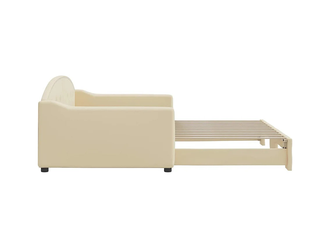 Tagesbett Ausziehbar,Ausziehbett Creme 100x200 cm Stoff -gkd43363