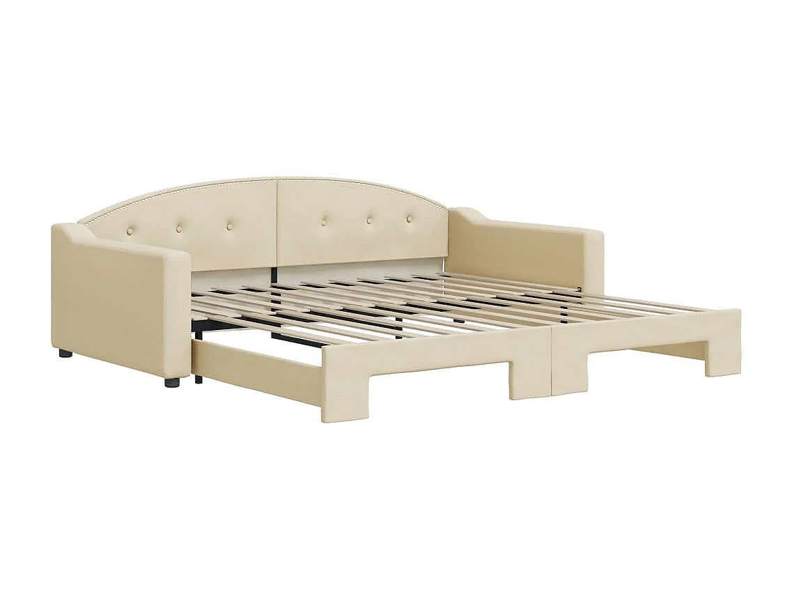 Lit gigogne crème 100x200 cm tissu WVGQ9007