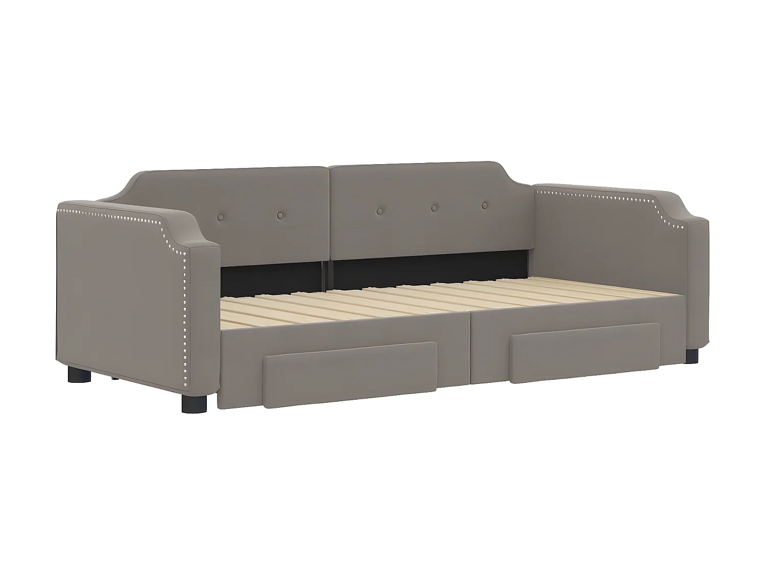 Lit gigogne et tiroirs taupe 80x200 cm tissu WVGQ7622