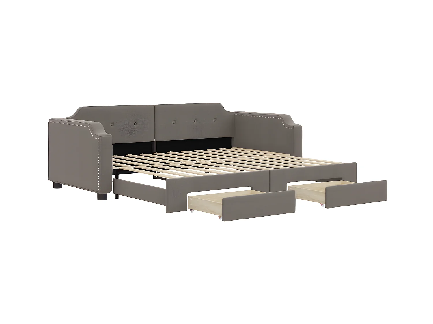 Cama nido con cajones tela gris taupe 80x200 cm ES464430