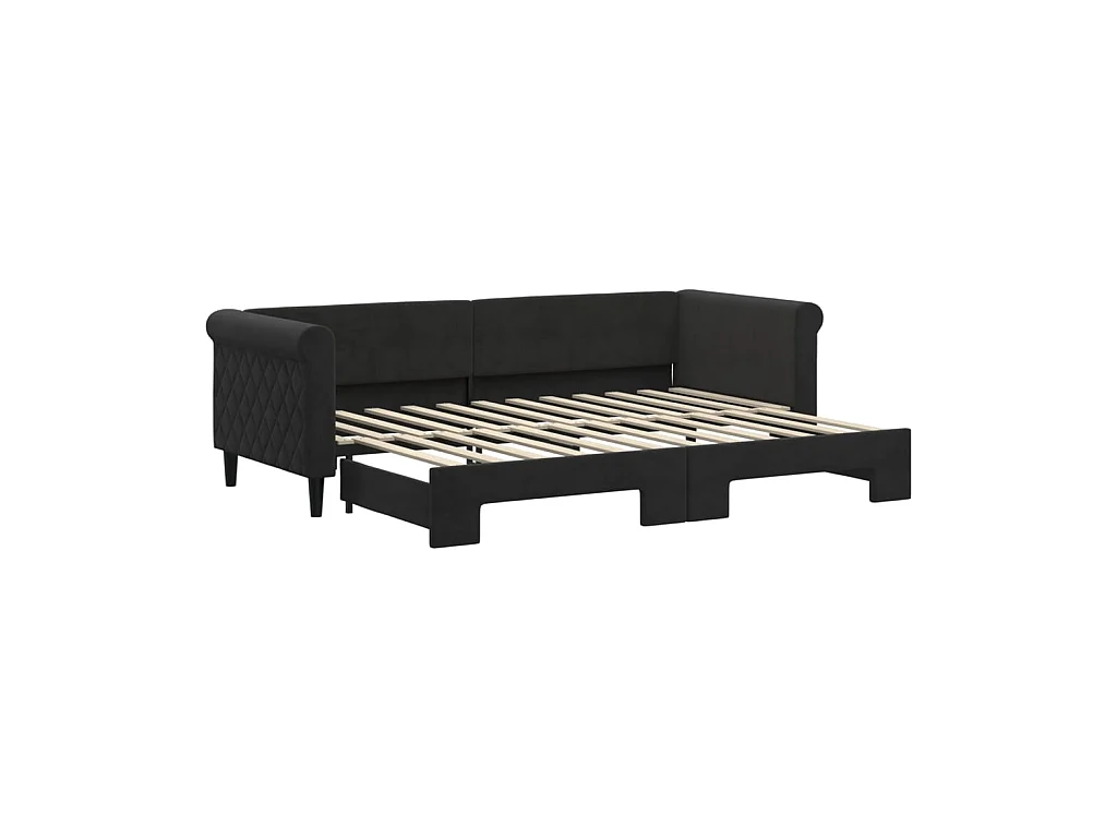 Tagesbett Ausziehbar,Ausziehbett Schwarz 80x200 cm Samt -gkd15142