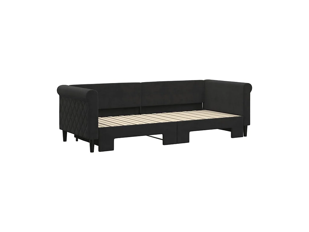 Tagesbett Ausziehbar,Ausziehbett Schwarz 80x200 cm Samt -gkd15142