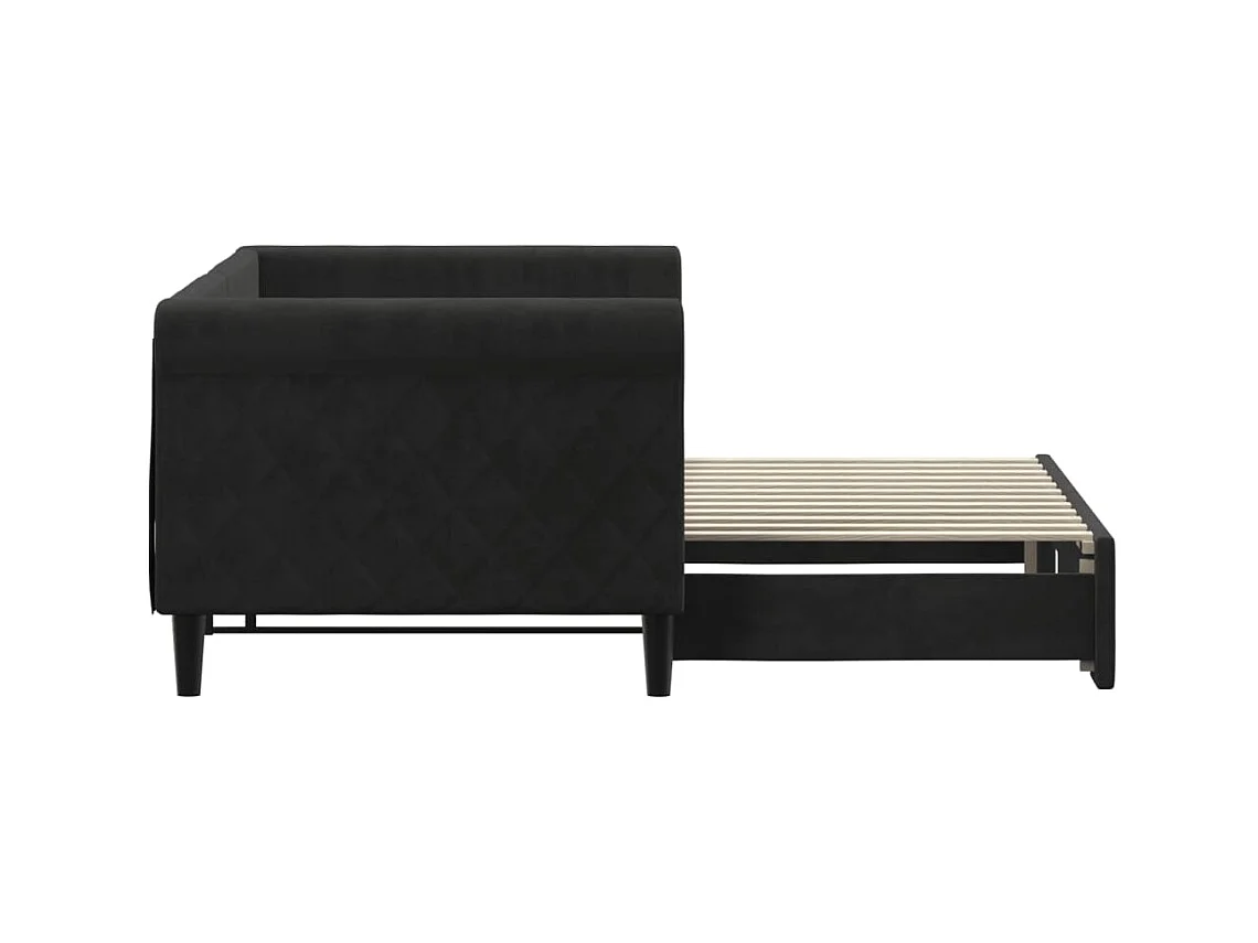 Tagesbett Ausziehbar,Ausziehbett Schwarz 80x200 cm Samt -gkd15142