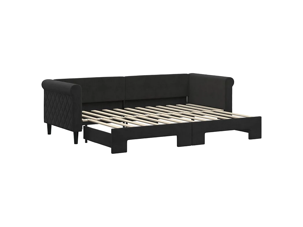 Cama nido - 80x200 cm terciopelo negro ES32559