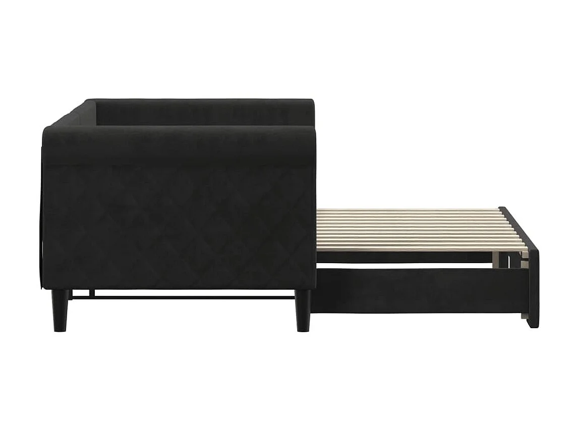 Cama nido - 80x200 cm terciopelo negro ES32559