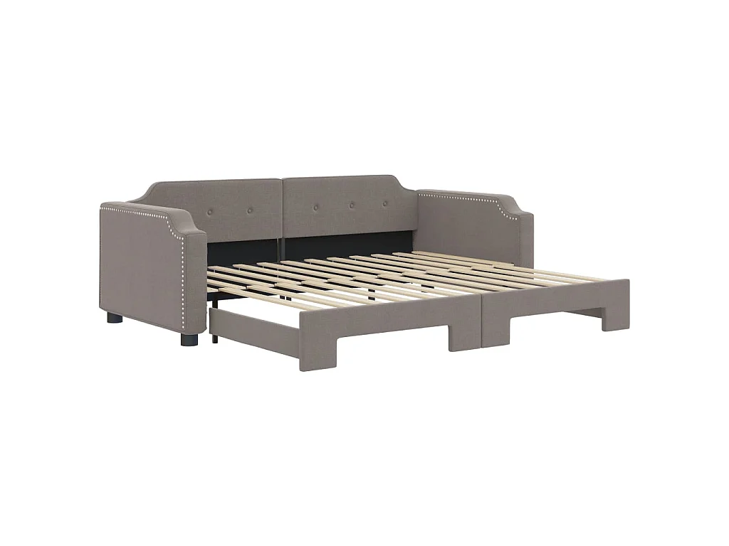 Lit gigogne taupe 100x200 cm tissu WVGQ9493