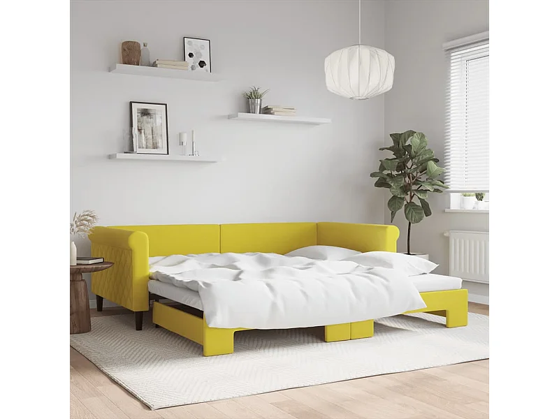 Cama nido - 100x200 cm terciopelo amarillo ES54072