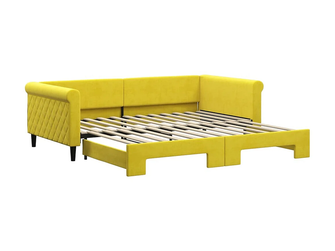 Cama nido - 100x200 cm terciopelo amarillo ES54072