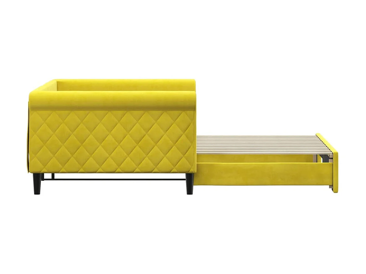 Cama nido - 100x200 cm terciopelo amarillo ES54072