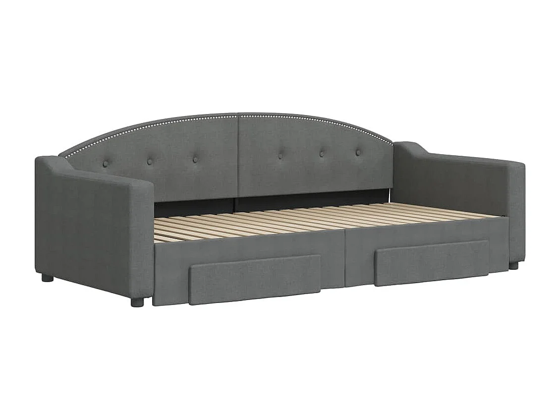 Lit gigogne et tiroirs gris foncé 90x190 cm tissu WVGQ4602