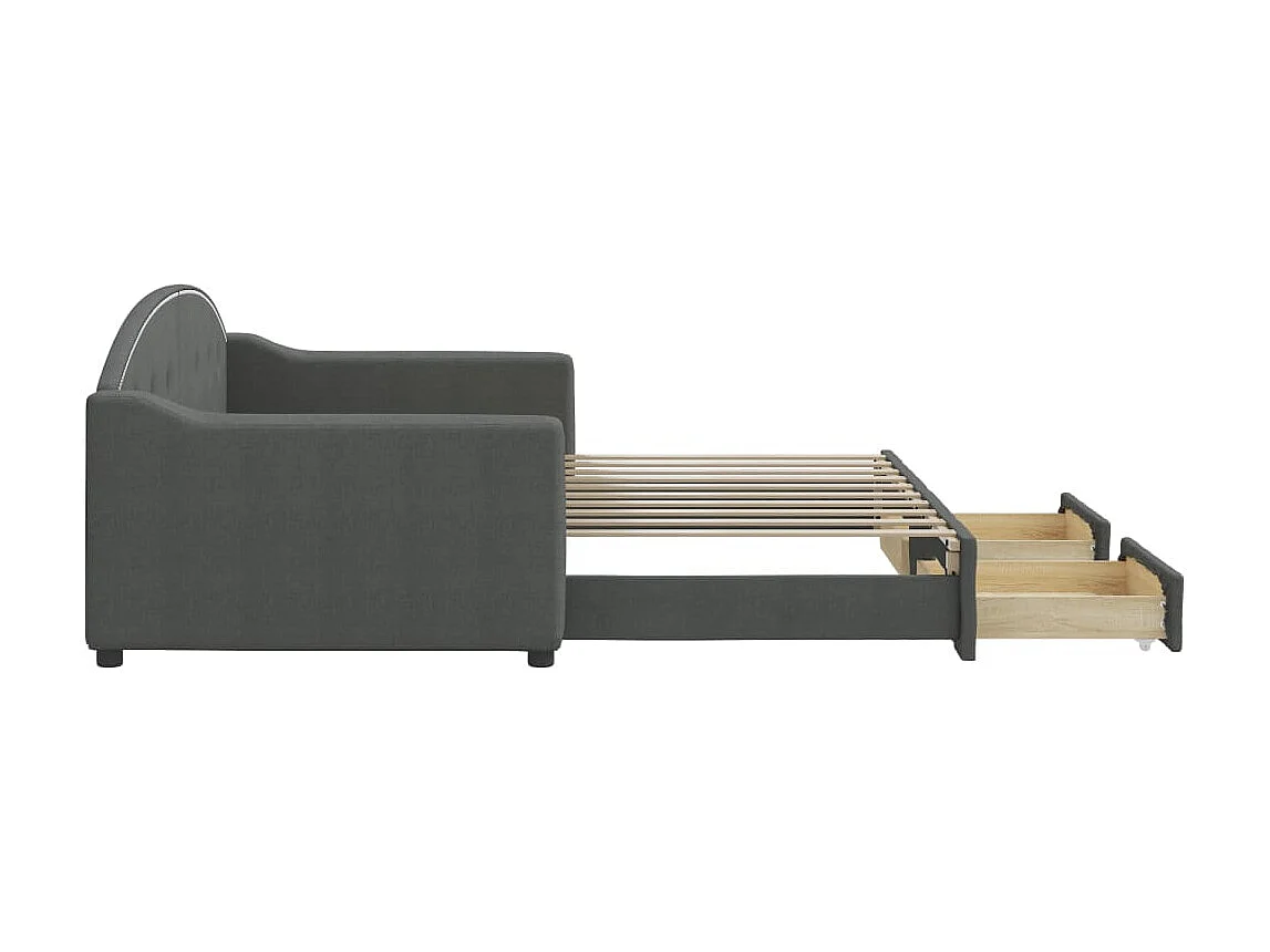 Slaapbank onderschuifbed en lades 90x190 cm stof donkergrijs NL21527