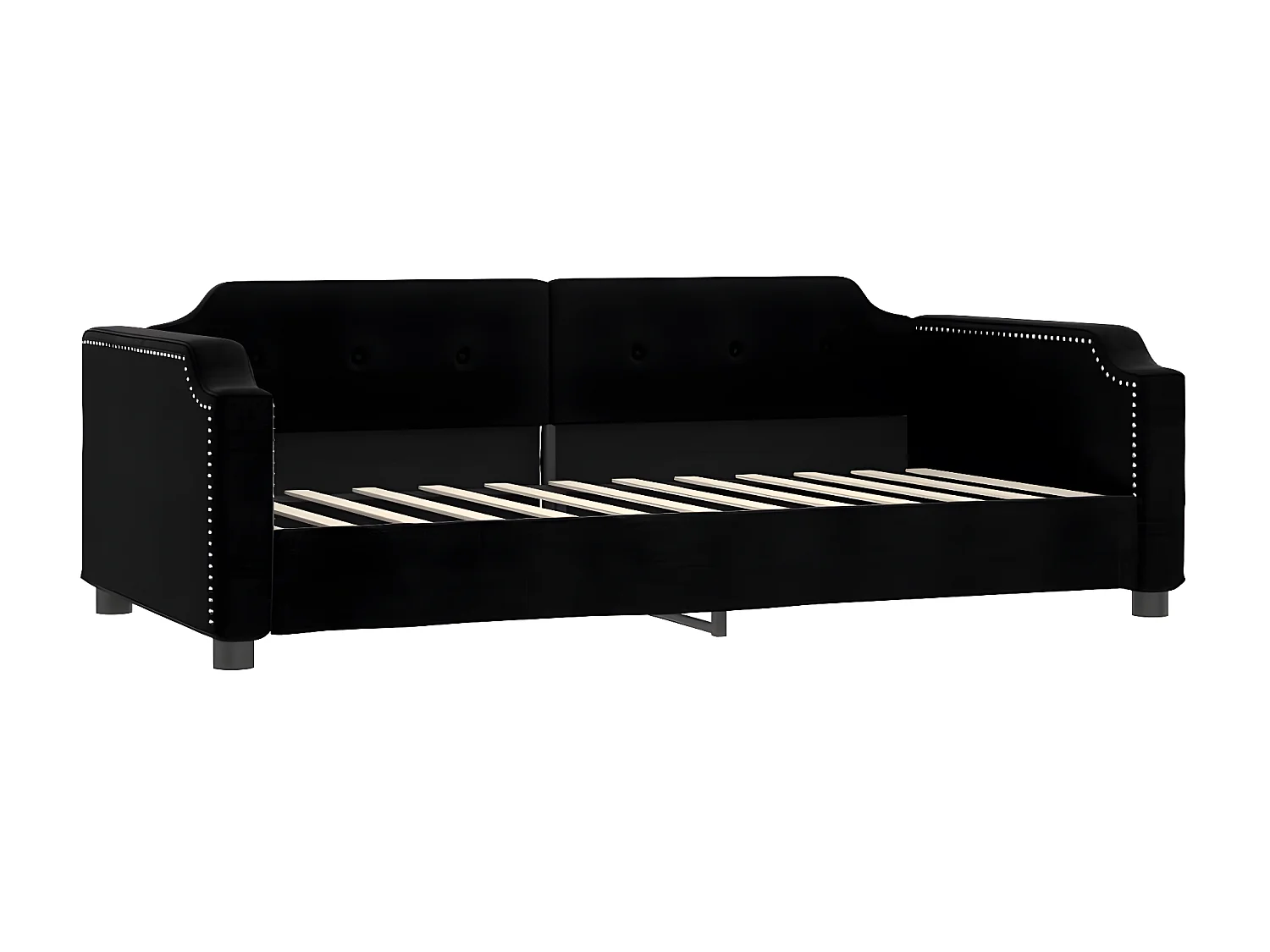 Tagesbett Ausziehbar,Ausziehbett mit Schubladen Schwarz 90x190 cm Stoff -gkd46121
