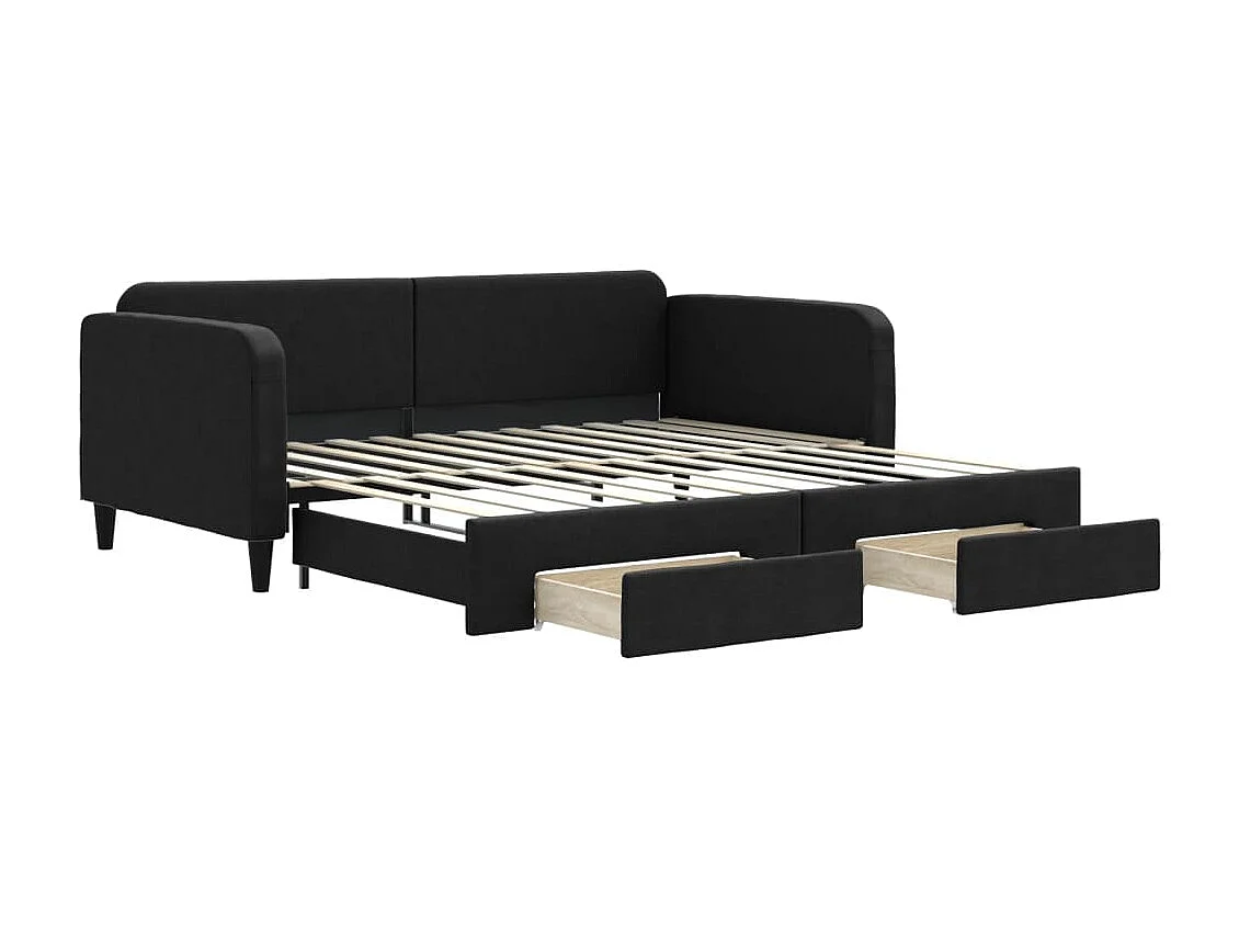 Cama nido con cajones tela negro 100x200 cm ES311946