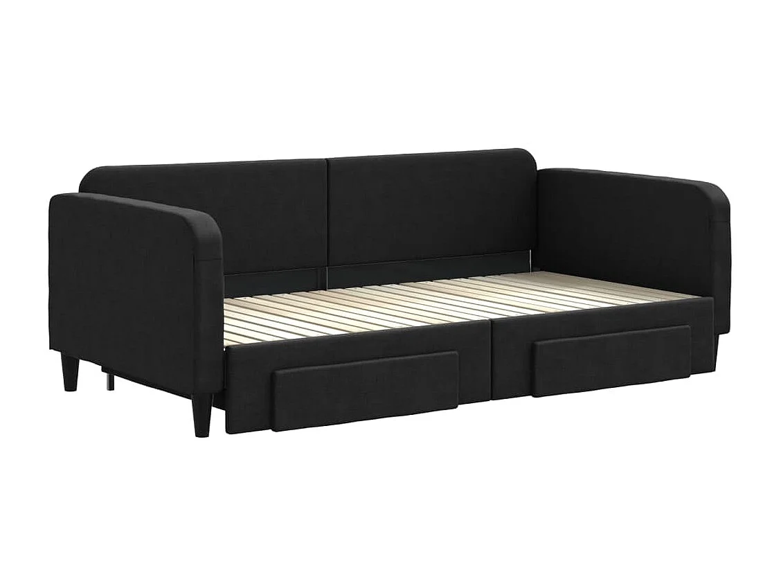 Cama nido con cajones tela negro 100x200 cm ES311946