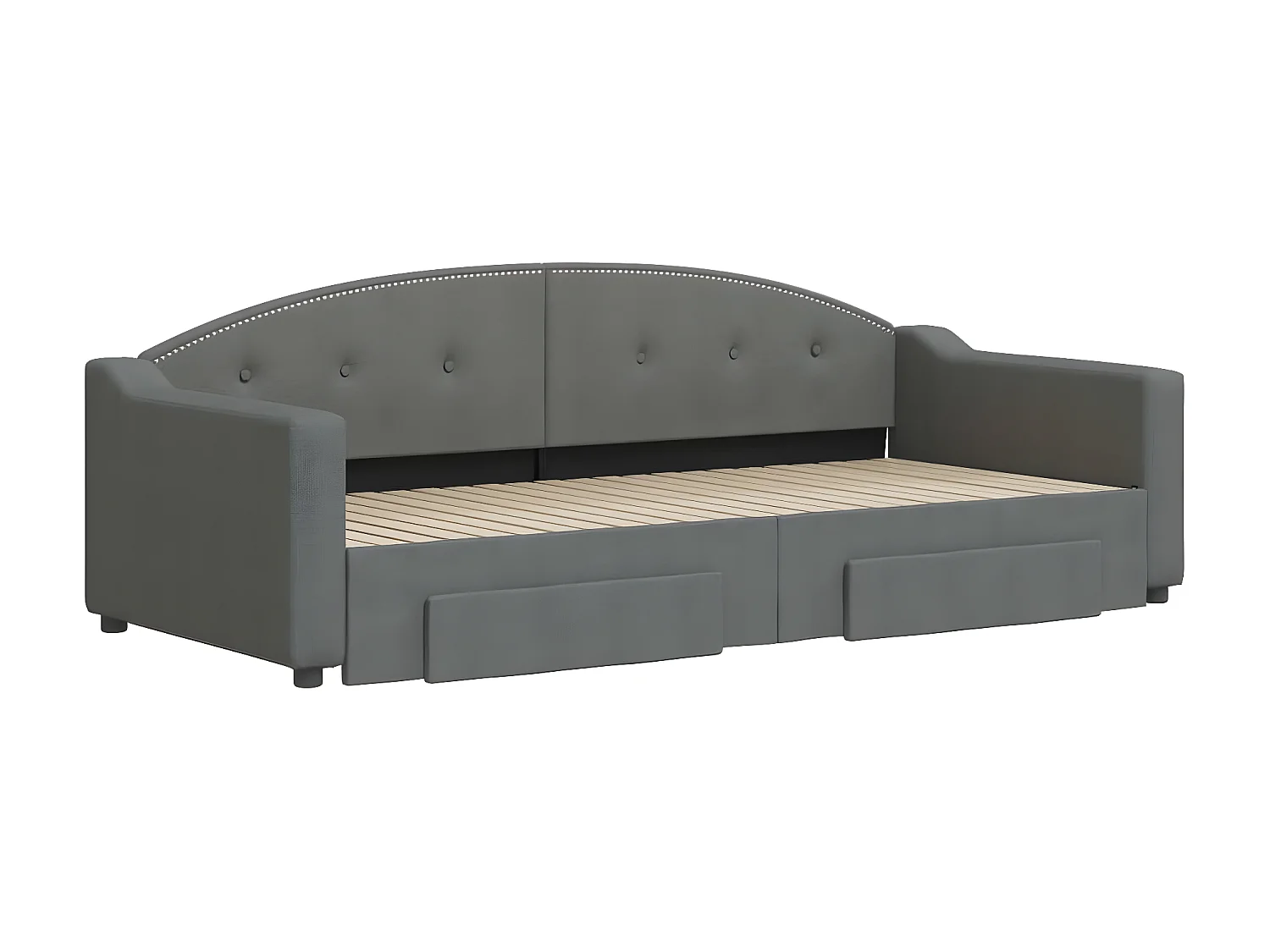 Lit gigogne et tiroirs gris foncé 90x200 cm tissu WVGQ3126