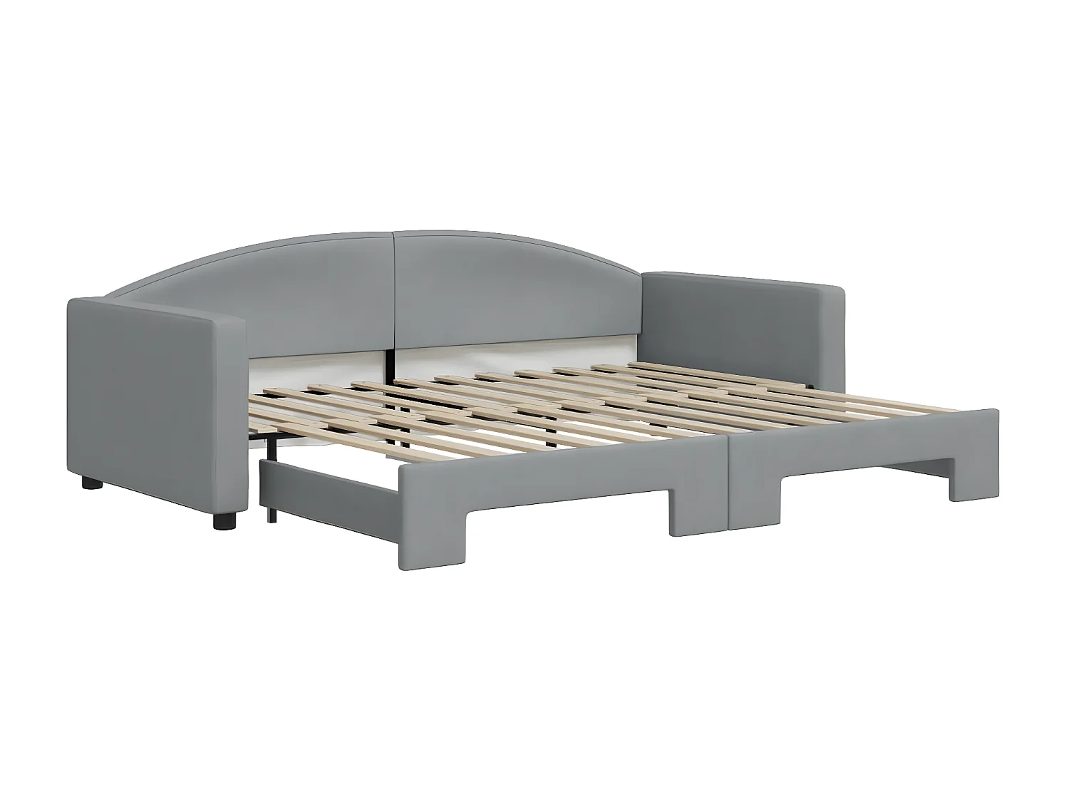 Cama dupla com gavetão 90x200 cm tecido cinzento-claro PT141154