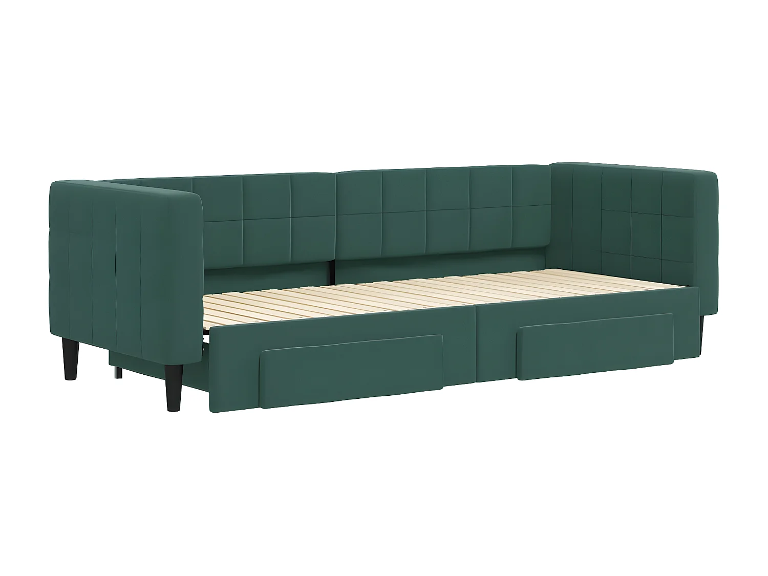 Sofá-cama 80x200cm c/ gavetão e gavetas veludo verde-escuro PT889616