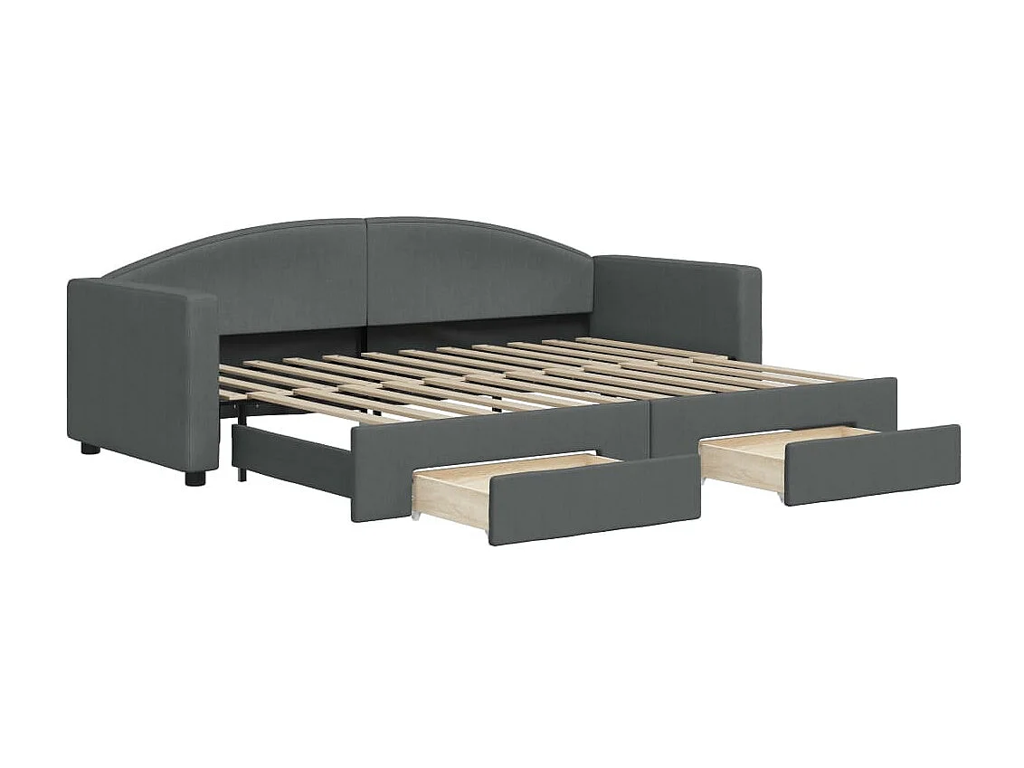 Cama dupla e gavetas 80x200 cm tecido cinzento-escuro PT614502