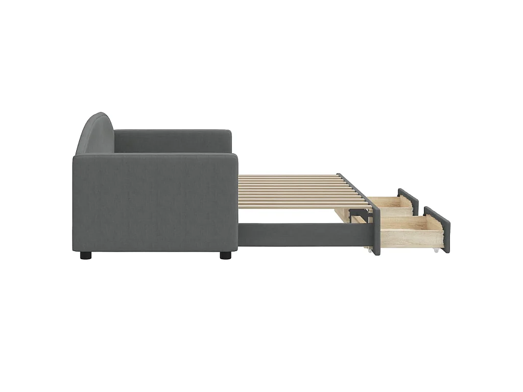 Cama dupla e gavetas 80x200 cm tecido cinzento-escuro PT614502