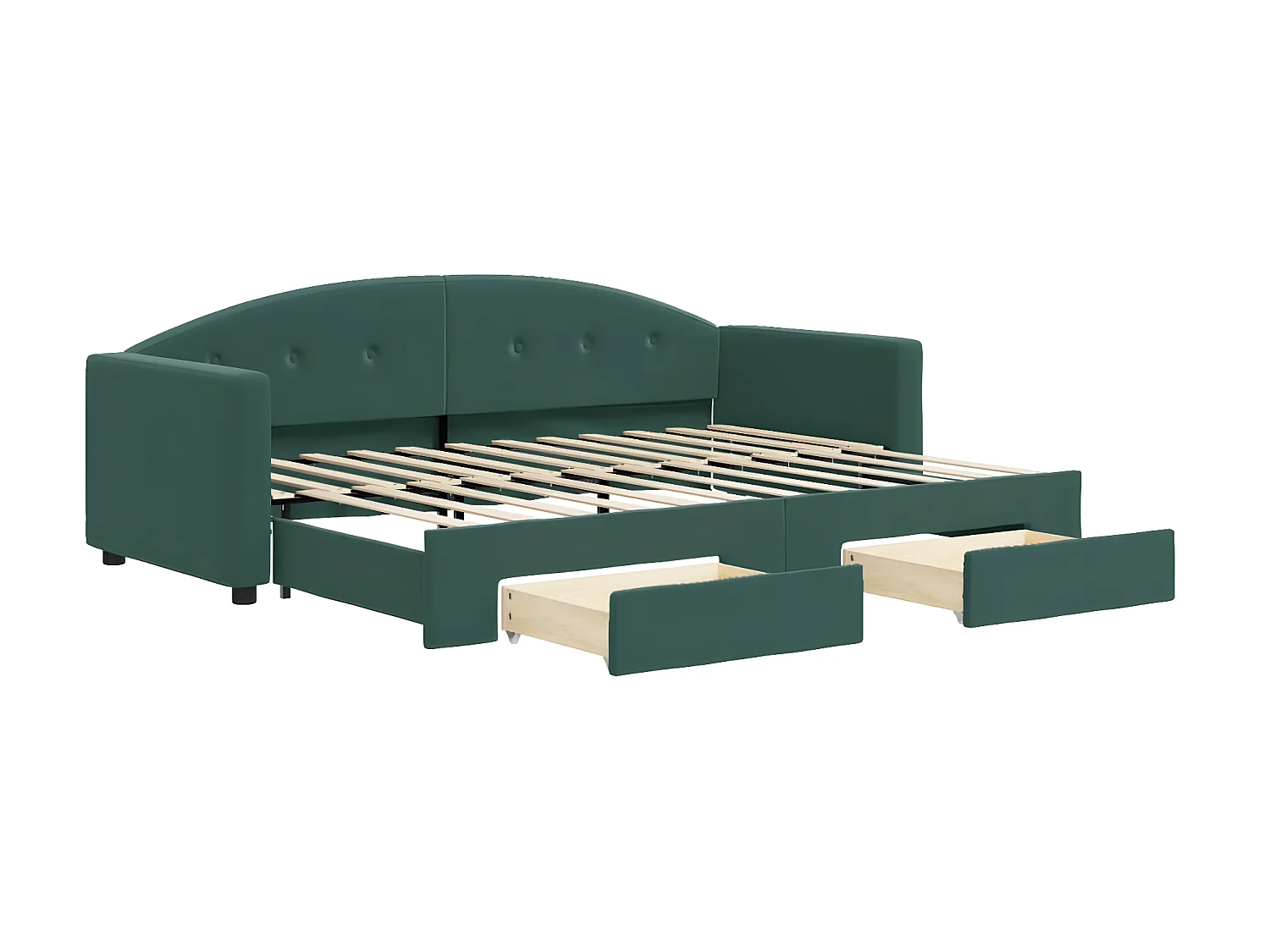 Cama dupla e gavetas 80x200cm veludo verde-escuro PT770433
