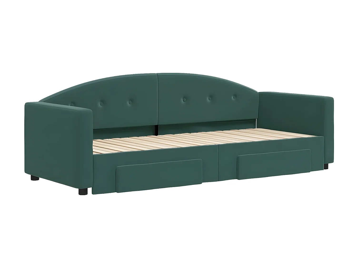 Cama dupla e gavetas 80x200cm veludo verde-escuro PT770433