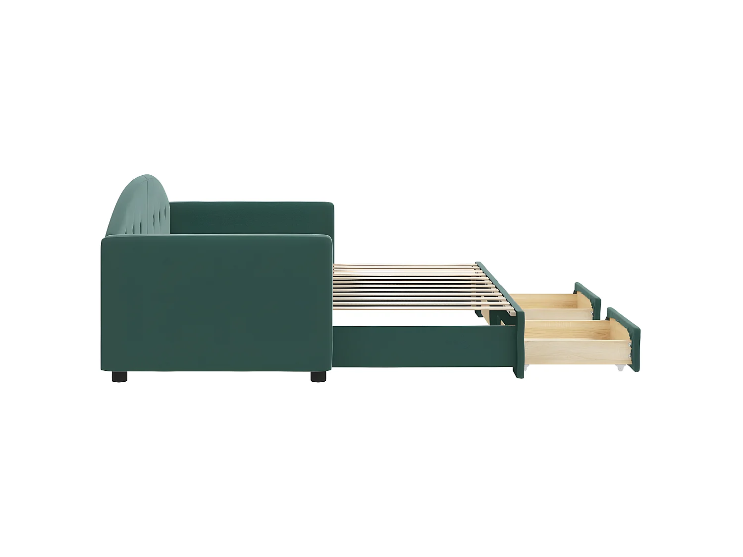 Cama dupla e gavetas 80x200cm veludo verde-escuro PT770433