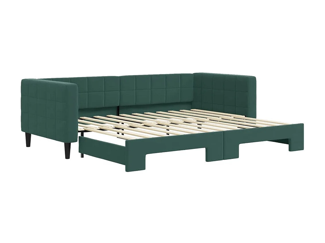 Cama nido - 90x200 cm terciopelo verde oscuro ES16675