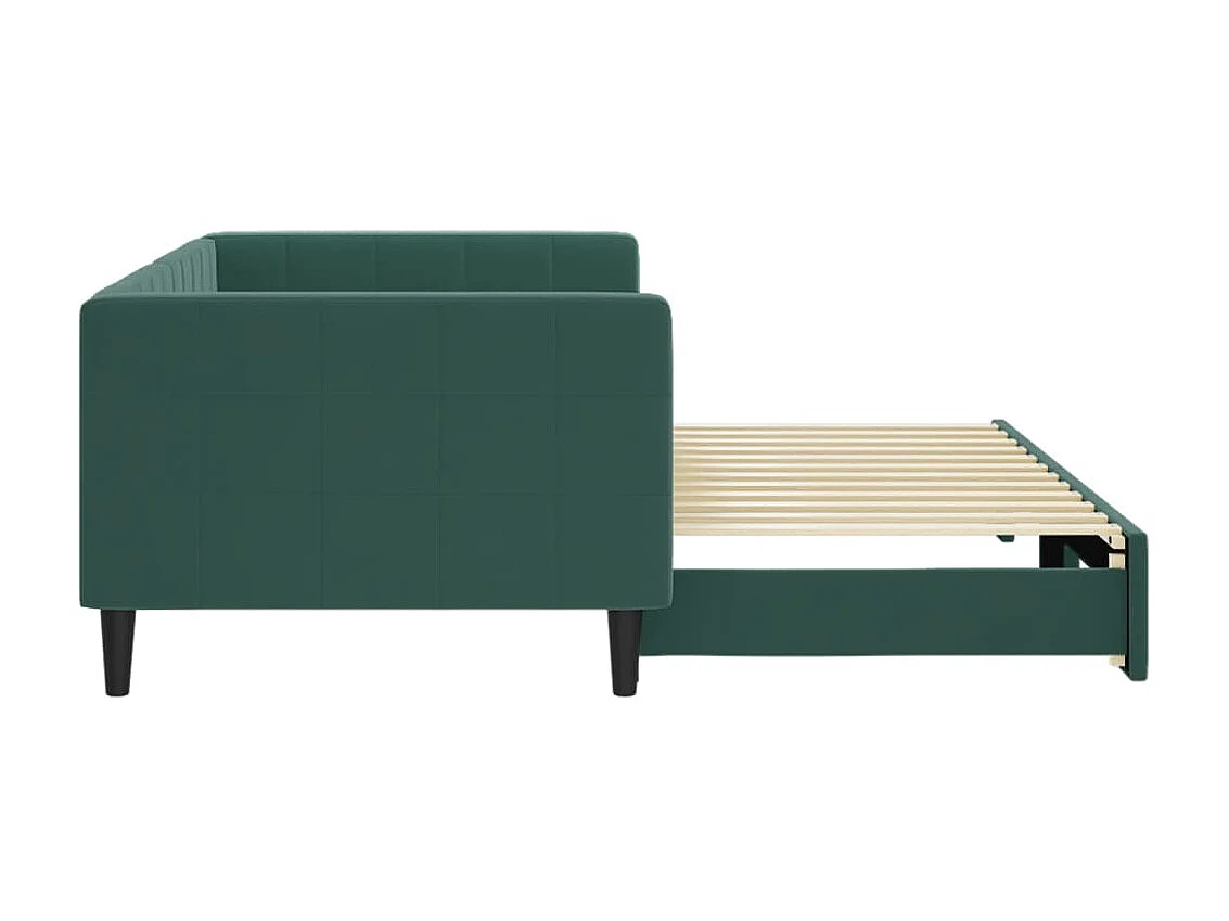 Cama nido - 90x200 cm terciopelo verde oscuro ES16675