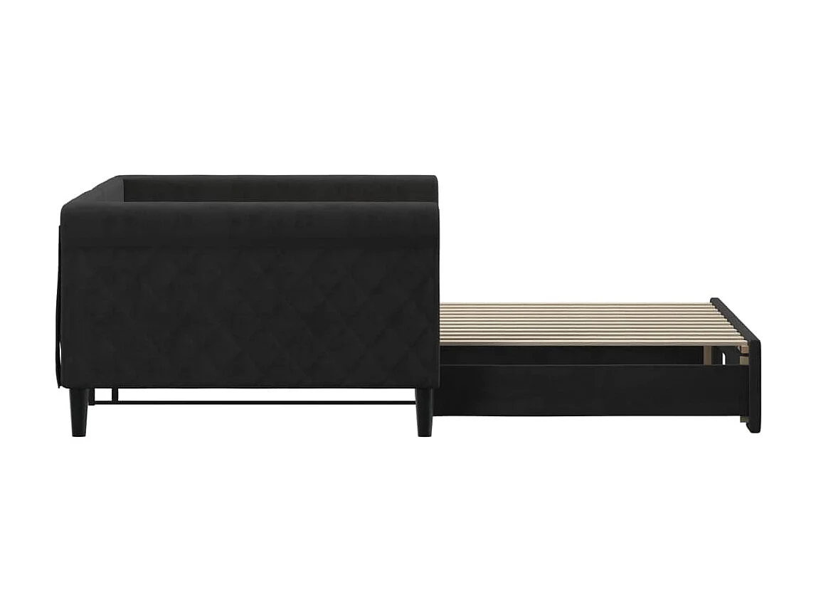 Lit gigogne noir 100x200 cm velours WVGQ9239