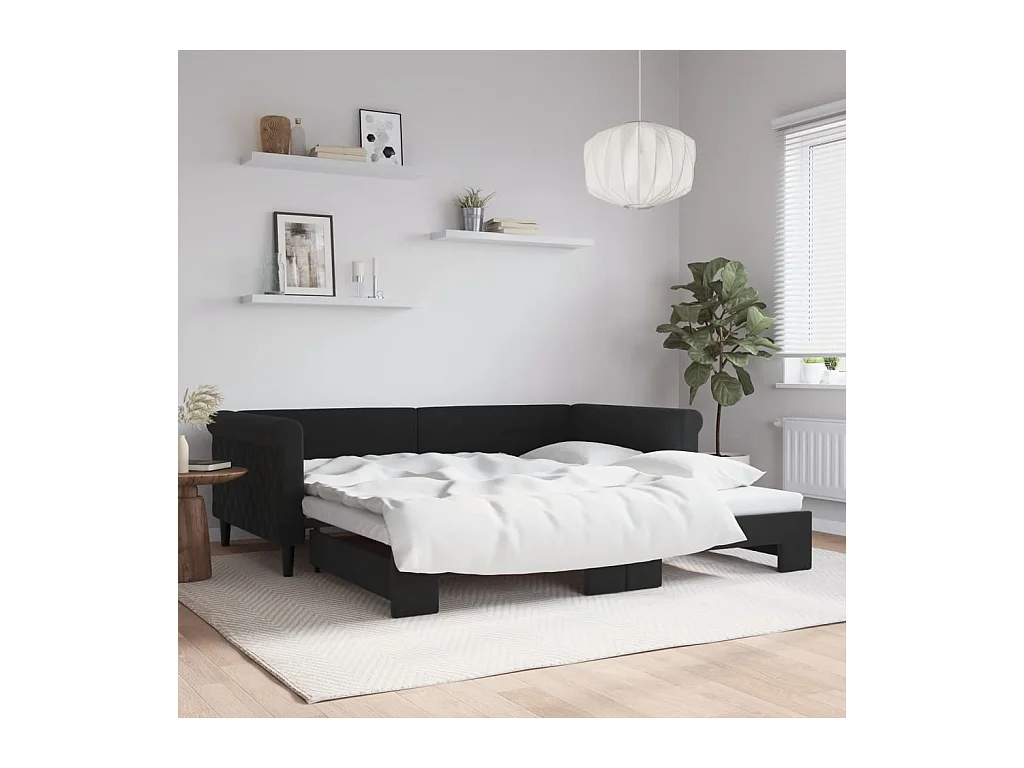 Lit gigogne noir 100x200 cm velours WVGQ9239