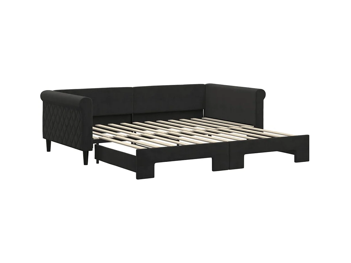 Lit gigogne noir 100x200 cm velours WVGQ9239