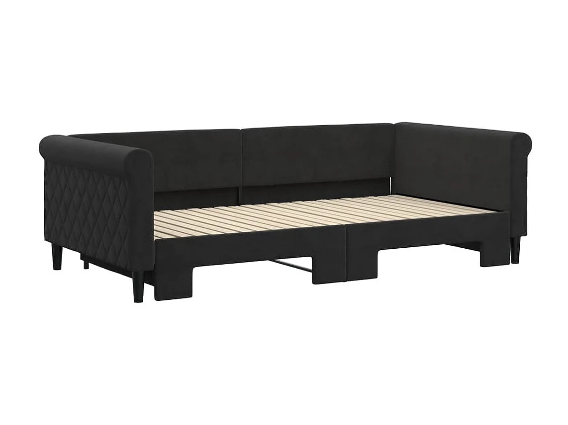 Lit gigogne noir 100x200 cm velours WVGQ9239