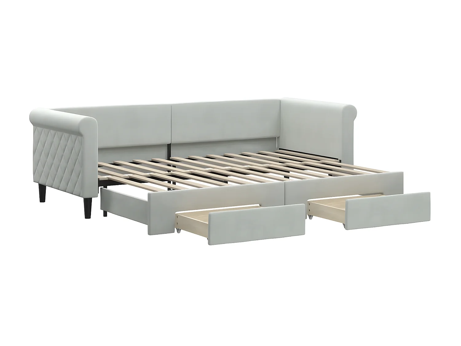 Cama dupla e gavetas 80x200 cm veludo cinzento-claro PT172928