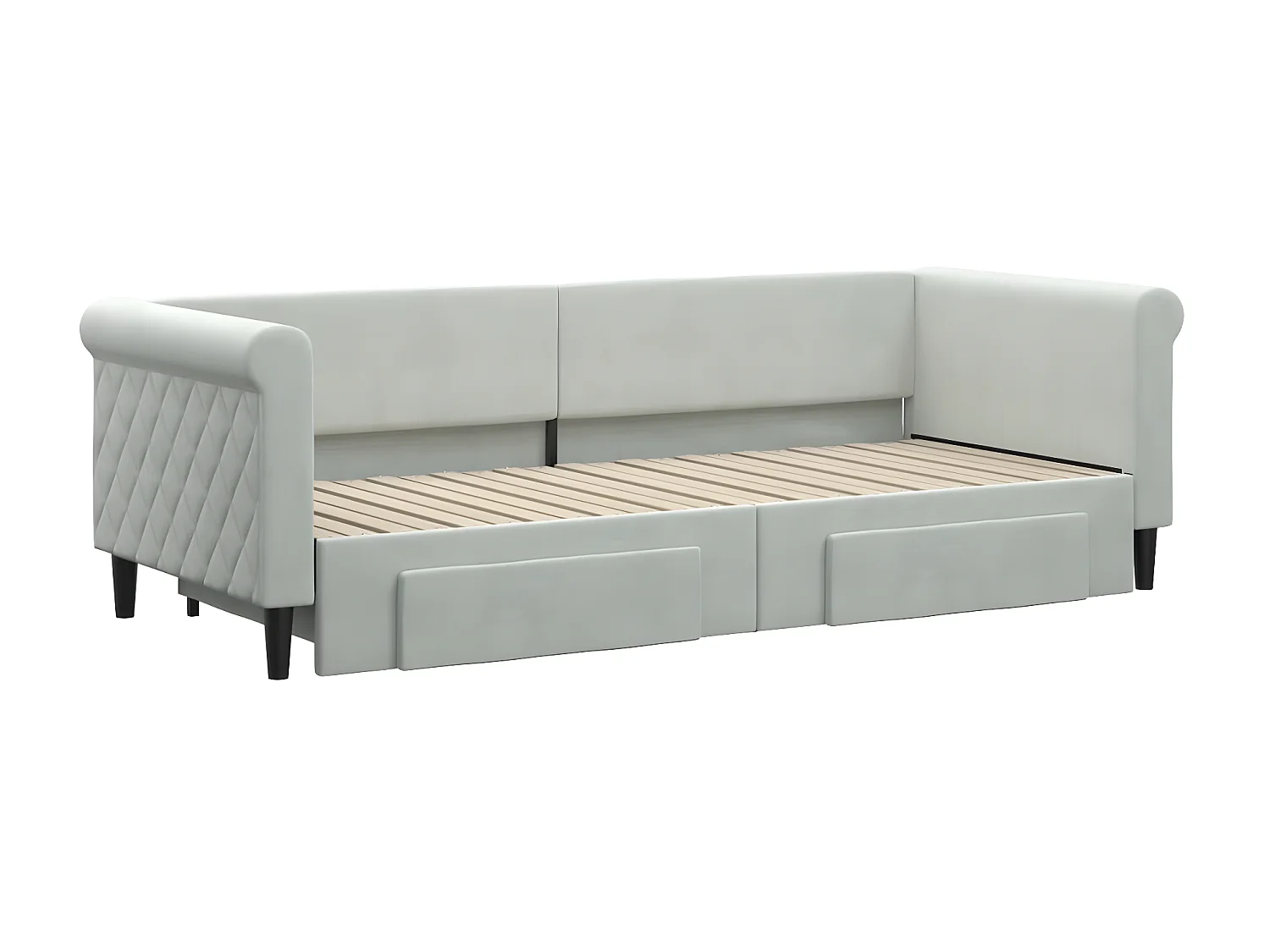 Cama dupla e gavetas 80x200 cm veludo cinzento-claro PT172928