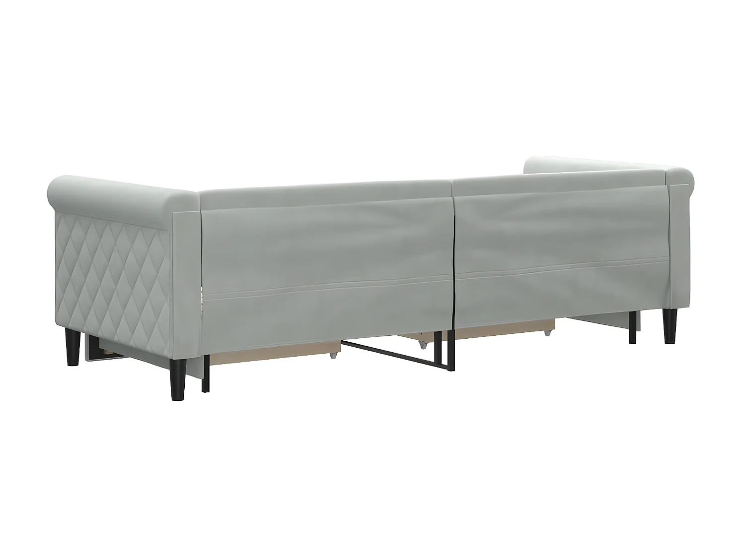 Cama dupla e gavetas 80x200 cm veludo cinzento-claro PT172928