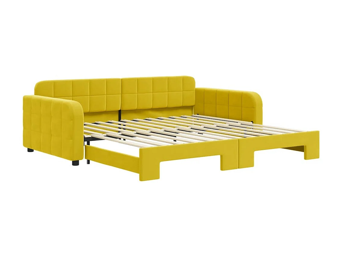 Cama nido - 100x200 cm terciopelo amarillo ES64793