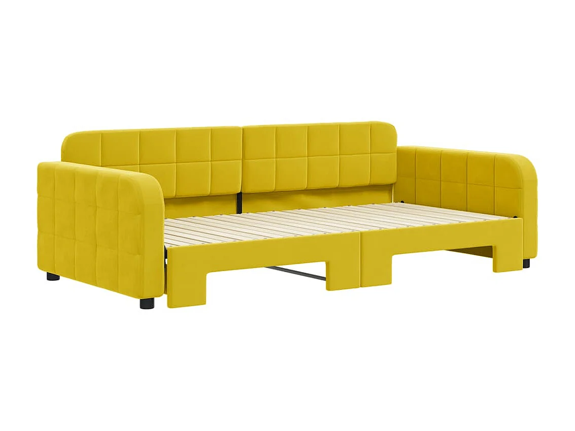 Cama nido - 100x200 cm terciopelo amarillo ES64793