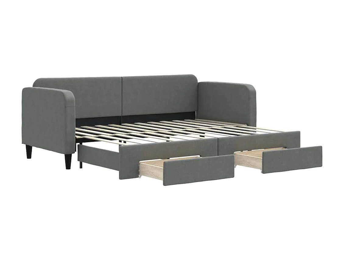 Cama nido - 80x200 cm con cajones tela gris oscuro ES14465