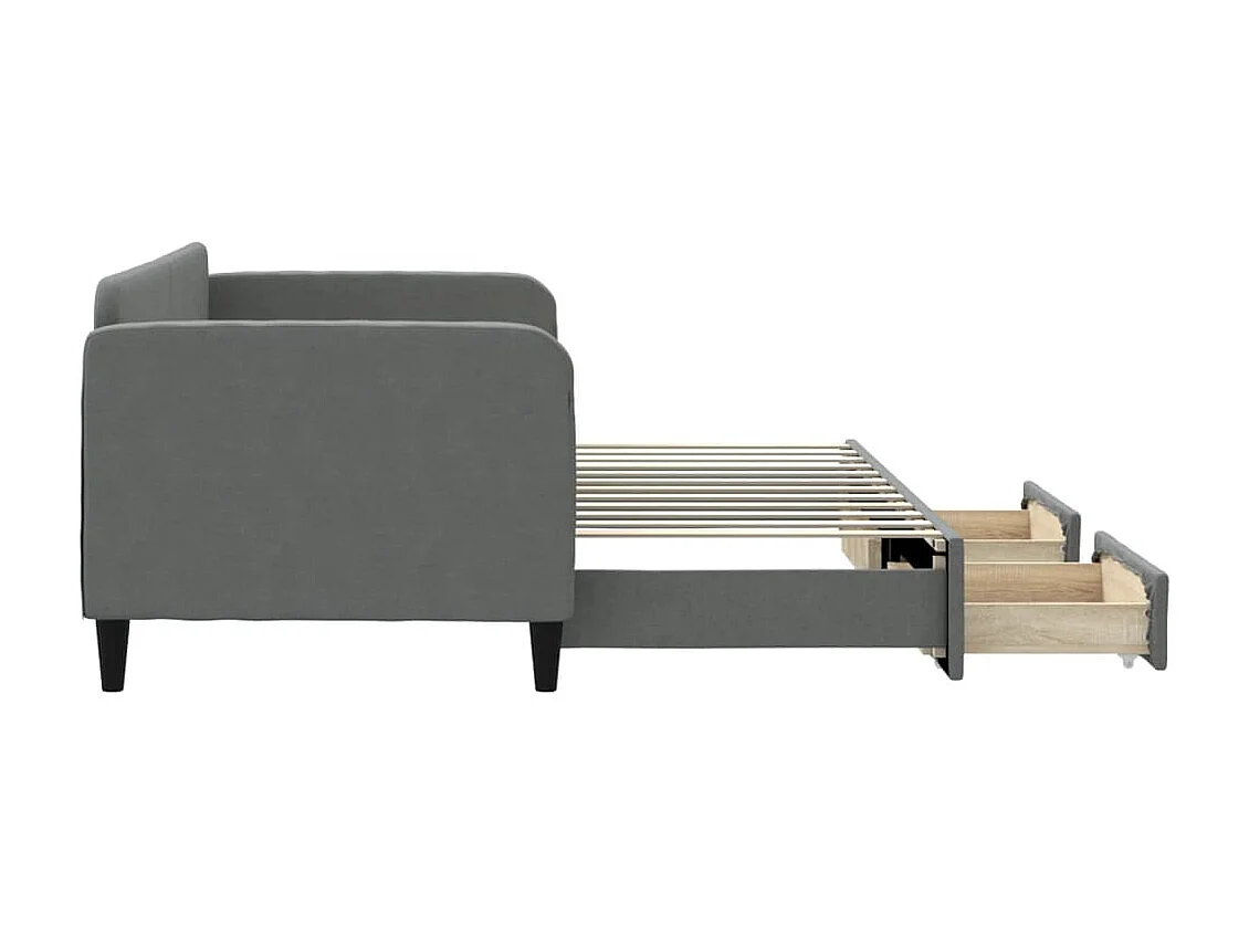 Cama dupla e gavetas 80x200 cm tecido cinzento-escuro PT861485