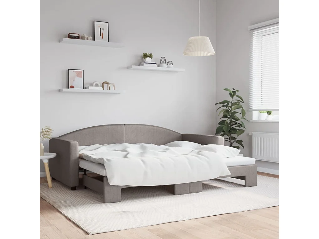 Cama nido tela gris taupe 90x200 cm ES540444