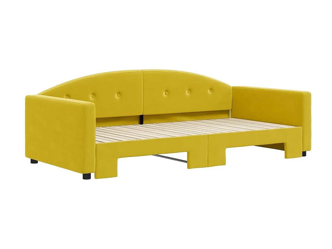 Tagesbett Ausziehbar,Ausziehbett Gelb 100x200 cm Samt -gkd38334